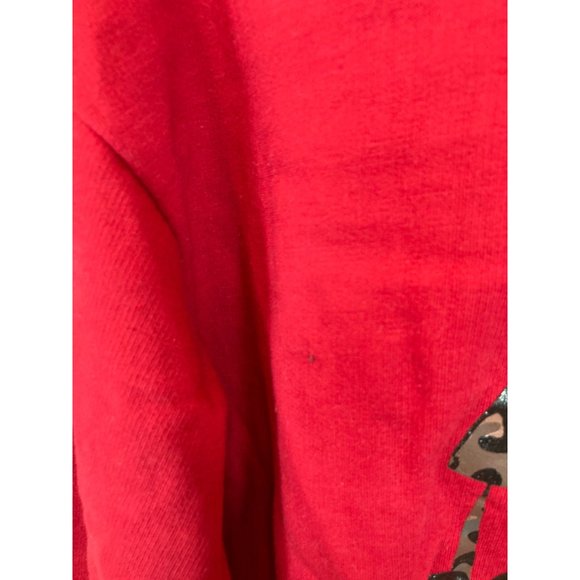 NWOT -Women's Red Graphic Long Sleeve Hooded Active Top - Picture 2 of 4